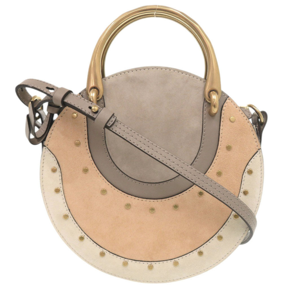 Chloé Chloe Pixie Suede Leather Gray Beige 2-Way Handbag Shoulder Bag 1324Chloe